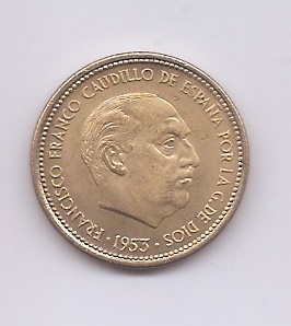 ESTADO ESPAÑOL (FRANCO) DEL AÑO 1953*68 DE 2,50 PESETAS